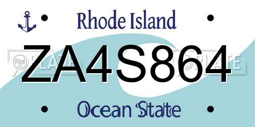 ZA4S864 Rhode Island License Plate