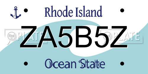 ZA5B5Z Rhode Island License Plate