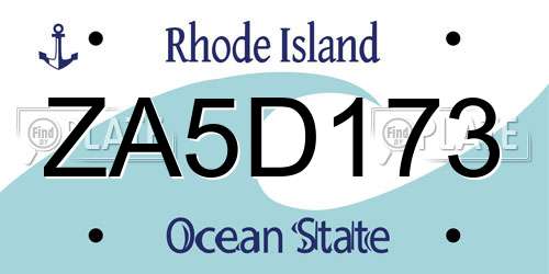 ZA5D173 Rhode Island License Plate