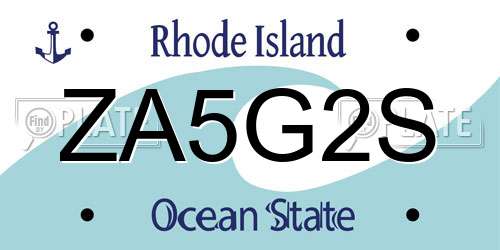ZA5G2S Rhode Island License Plate