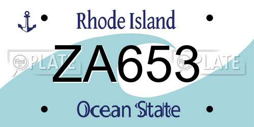ZA653 Rhode Island License Plate