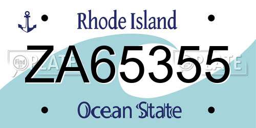 ZA65355 Rhode Island License Plate