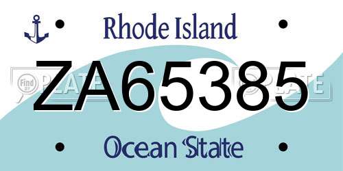 ZA65385 Rhode Island License Plate
