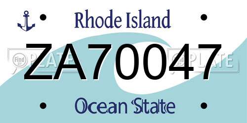 ZA70047 Rhode Island License Plate