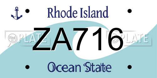 ZA716 Rhode Island License Plate