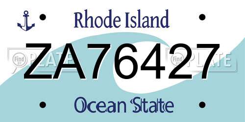 ZA76427 Rhode Island License Plate