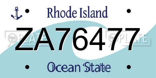 ZA76477 Rhode Island License Plate