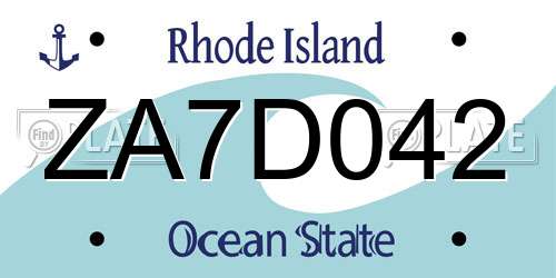 ZA7D042 Rhode Island License Plate
