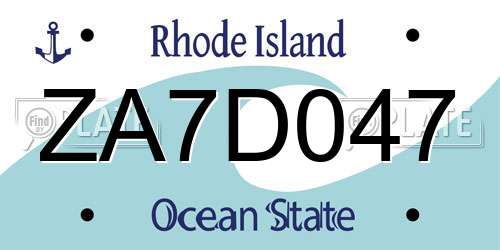 ZA7D047 Rhode Island License Plate