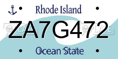ZA7G472 Rhode Island License Plate