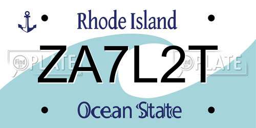 ZA7L2T Rhode Island License Plate