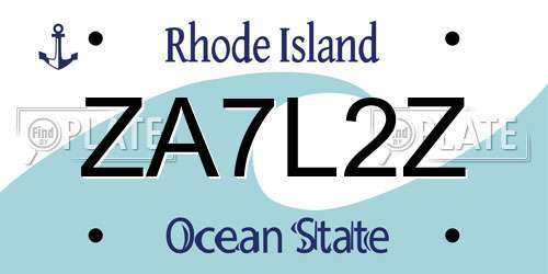 ZA7L2Z Rhode Island License Plate