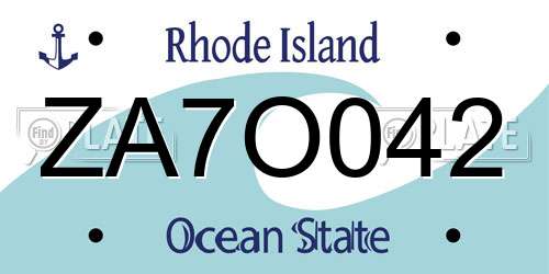 ZA7O042 Rhode Island License Plate