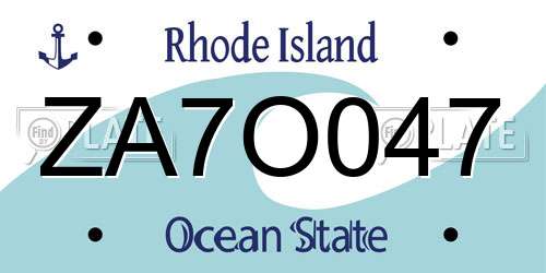 ZA7O047 Rhode Island License Plate