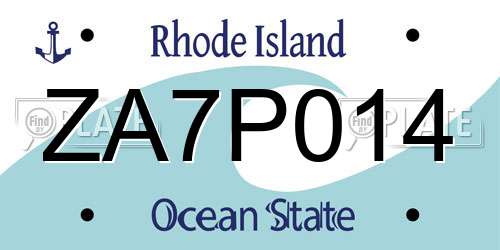 ZA7P014 Rhode Island License Plate