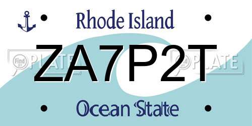 ZA7P2T Rhode Island License Plate