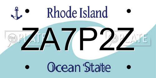 ZA7P2Z Rhode Island License Plate