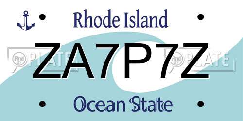 ZA7P7Z Rhode Island License Plate