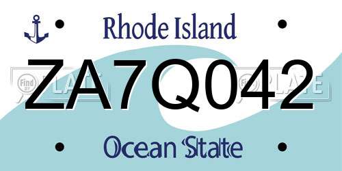 ZA7Q042 Rhode Island License Plate
