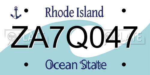 ZA7Q047 Rhode Island License Plate