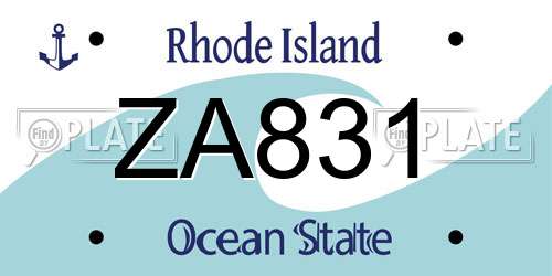 ZA831 Rhode Island License Plate