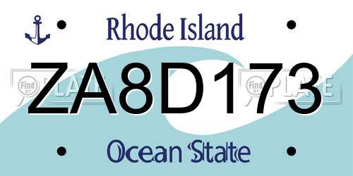 ZA8D173 Rhode Island License Plate
