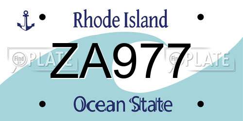 ZA977 Rhode Island License Plate