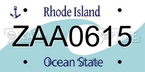 ZAA0615 Rhode Island License Plate