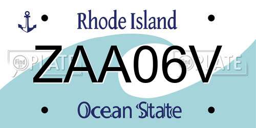 ZAA06V Rhode Island License Plate