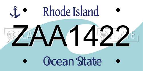 ZAA1422 Rhode Island License Plate