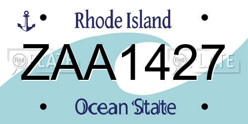 ZAA1427 Rhode Island License Plate