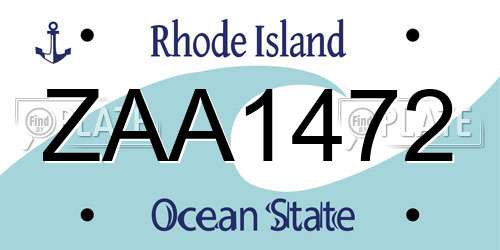 ZAA1472 Rhode Island License Plate