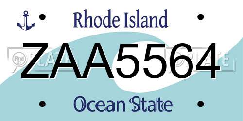 ZAA5564 Rhode Island License Plate