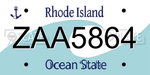 ZAA5864 Rhode Island License Plate
