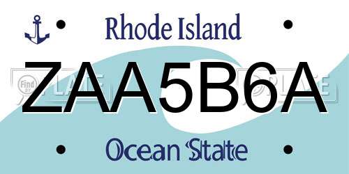 ZAA5B6A Rhode Island License Plate