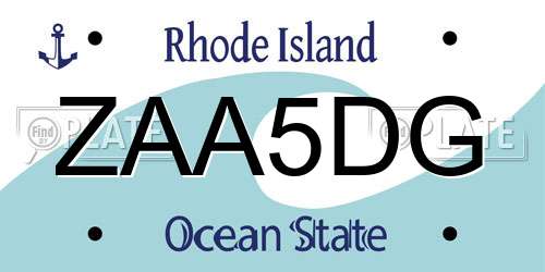 ZAA5DG Rhode Island License Plate