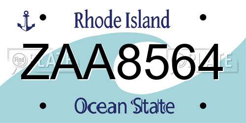 ZAA8564 Rhode Island License Plate