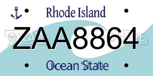 ZAA8864 Rhode Island License Plate
