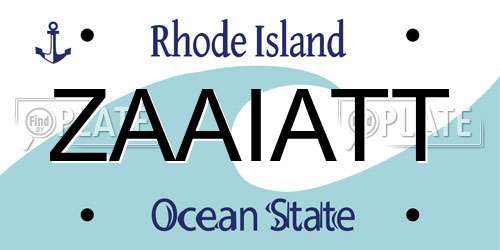 ZAAIATT Rhode Island License Plate