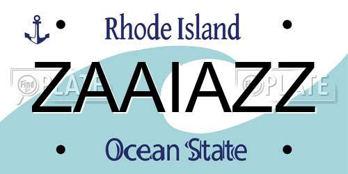 ZAAIAZZ Rhode Island License Plate