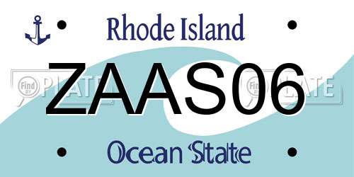 ZAAS06 Rhode Island License Plate