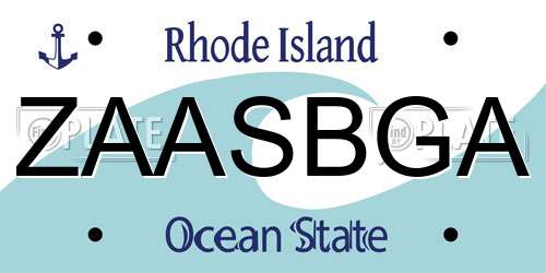 ZAASBGA Rhode Island License Plate
