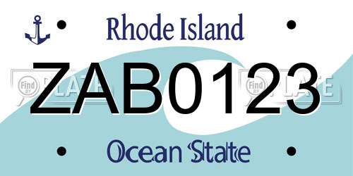 ZAB0123 Rhode Island License Plate