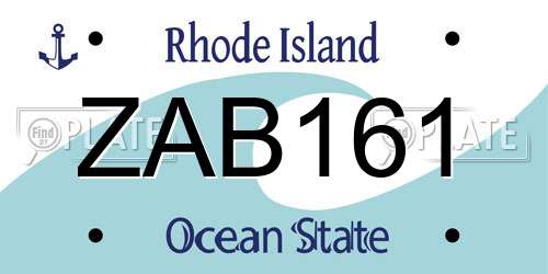 ZAB161 Rhode Island License Plate