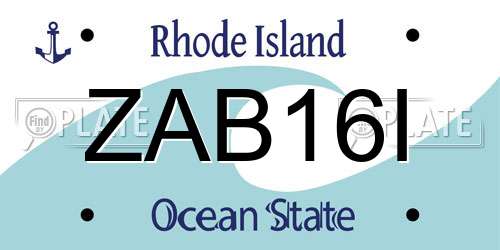 ZAB16I Rhode Island License Plate