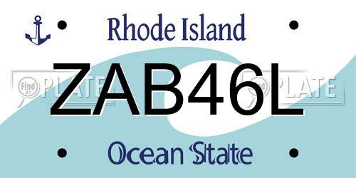 ZAB46L Rhode Island License Plate