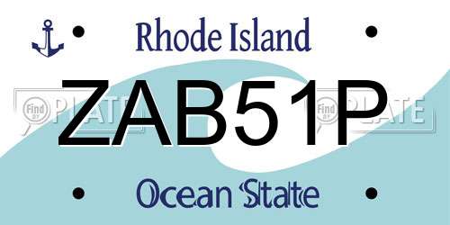 ZAB51P Rhode Island License Plate