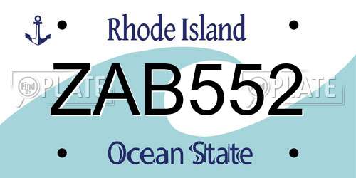 ZAB552 Rhode Island License Plate