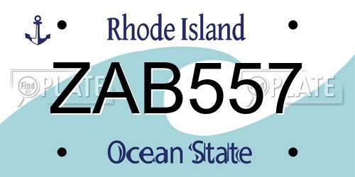 ZAB557 Rhode Island License Plate