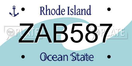ZAB587 Rhode Island License Plate